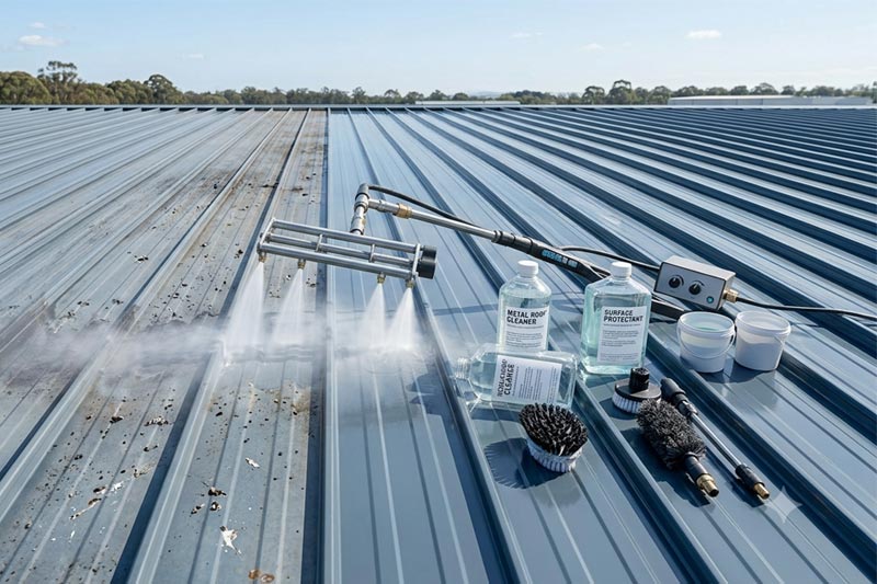 Metal roof restoration work