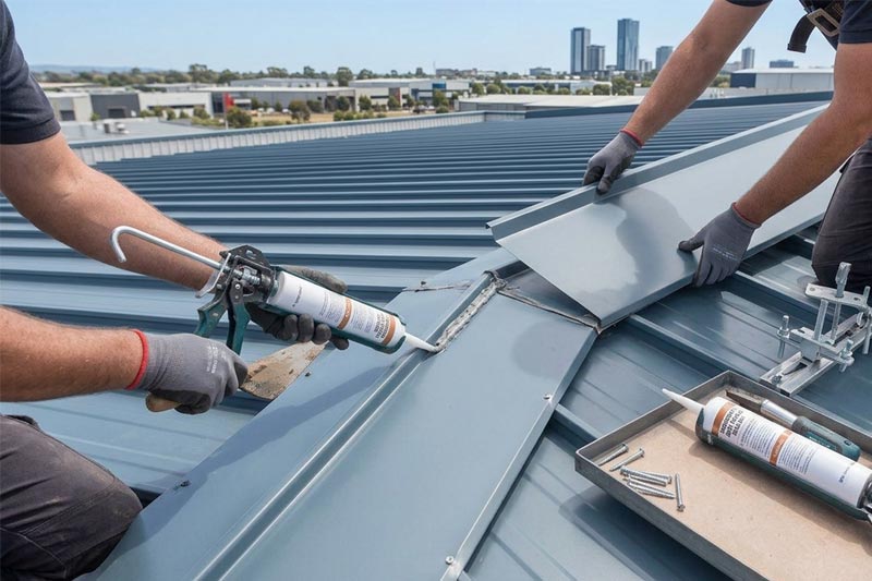 Metal roof restoration work
