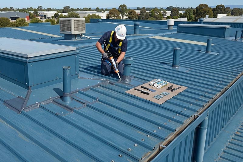 Metal roof restoration work