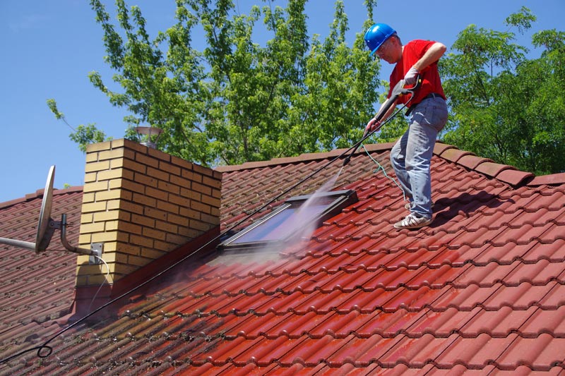 Roof cleaning underway