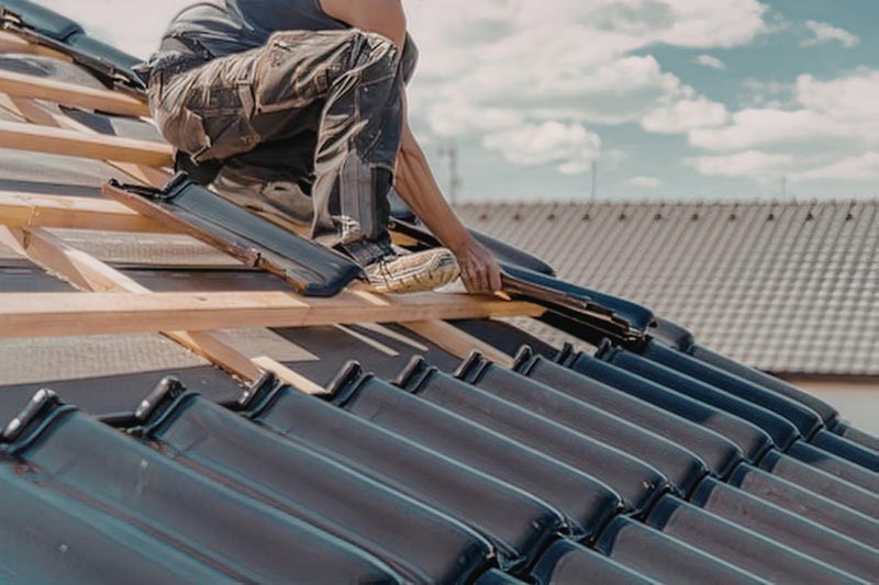 Roof repairs being completed by Goshen Roofing